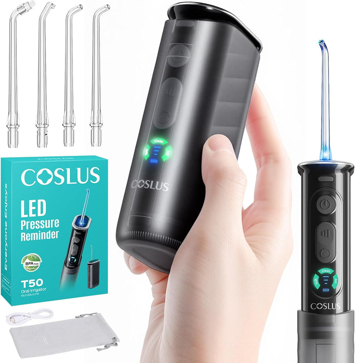 COSLUS Irrigador dental portátil T50 para viajes: Mini púa dental i...