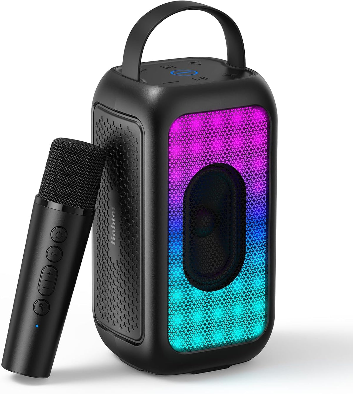 Bobtot Altavoz Bluetooth portátil con micrófono inalámbrico, negro