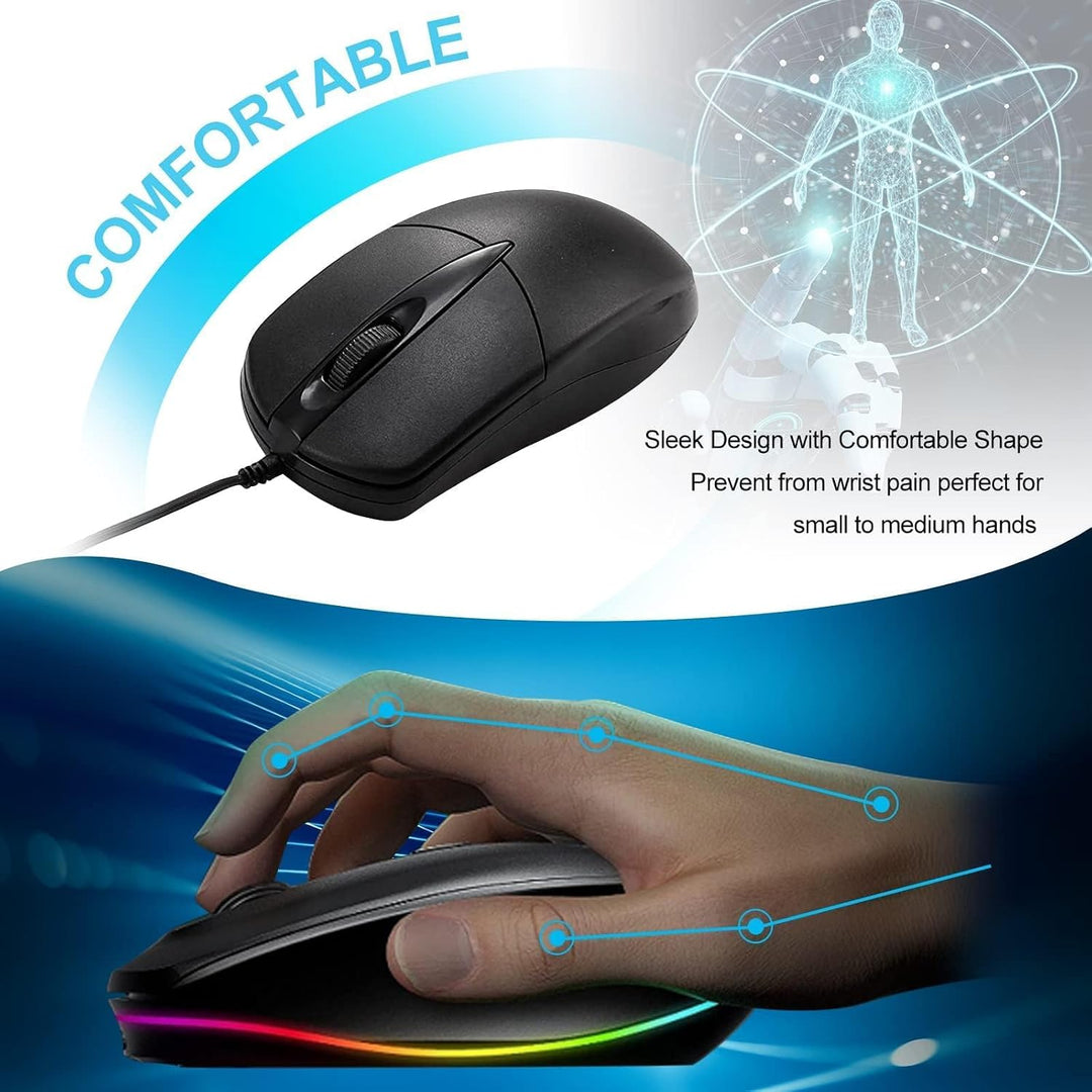 SUNYIWJIE 60 unidades de mouse USB con cable negro para computadora...