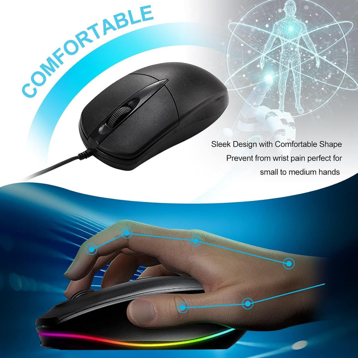 SUNYIWJIE 60 unidades de mouse USB con cable negro para computadora...