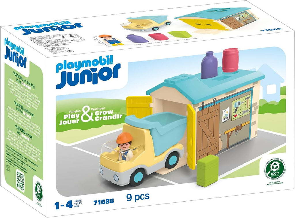 Playmobil Junior: Camión de construcción con garaje