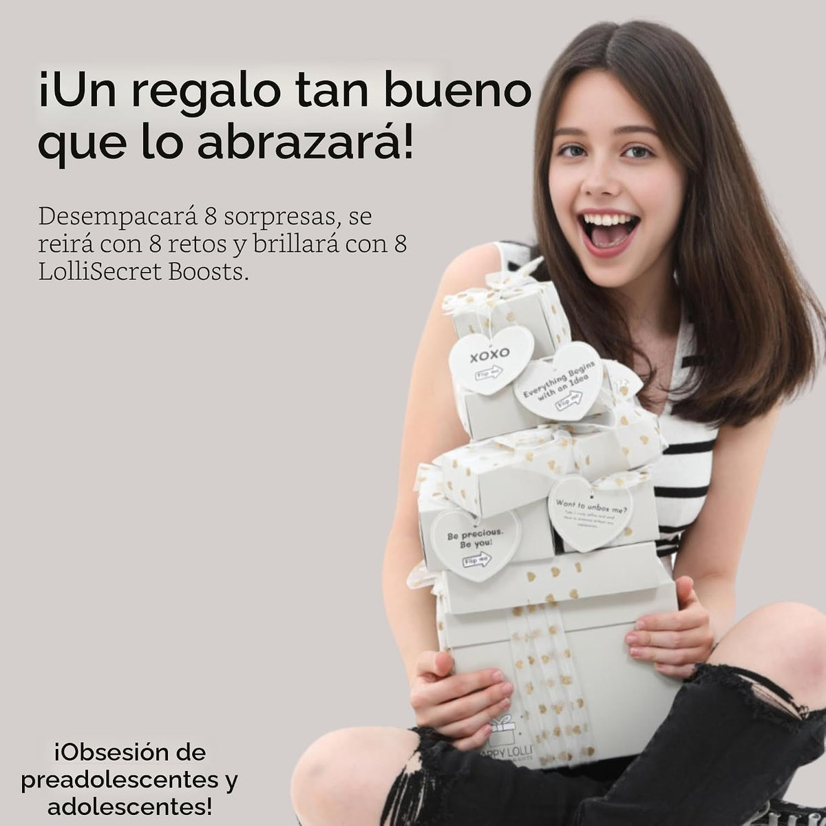 LolliBox Birthday Gift Set para niñasTween y adolescentes de 8–15 años, lista para regalar, 8 regalos envueltos individualmente