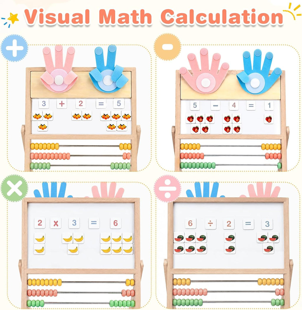 Joyreal Ábaco de madera para niños Matemáticas 3-5 4 5-7, pizarra blanca de