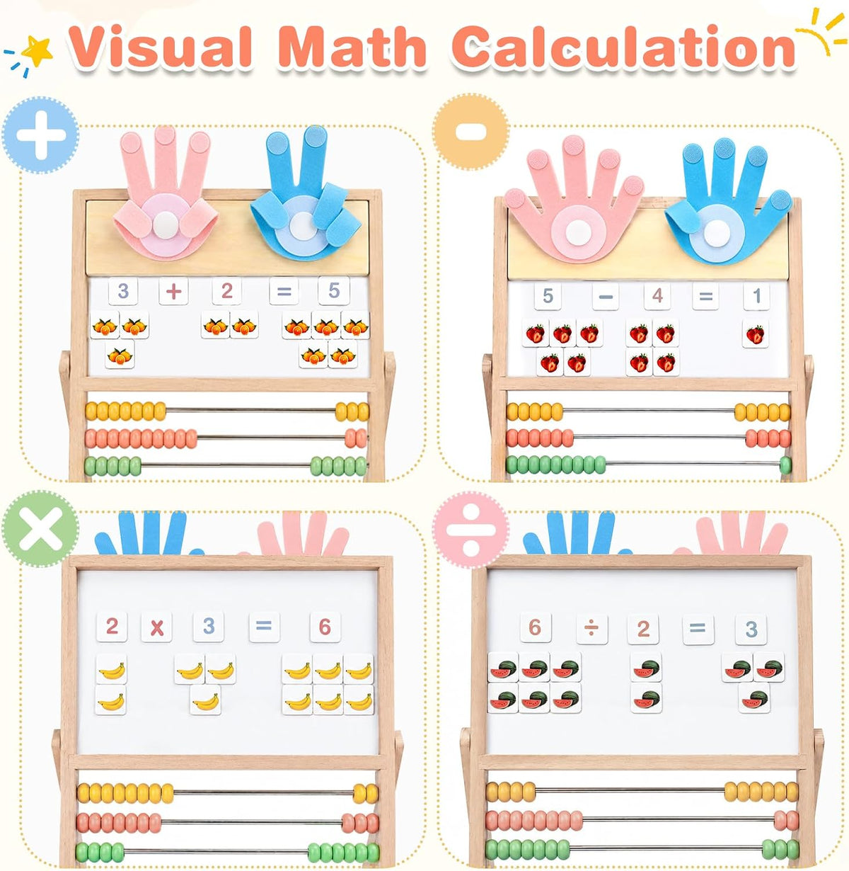 Joyreal Ábaco de madera para niños Matemáticas 3-5 4 5-7, pizarra blanca de