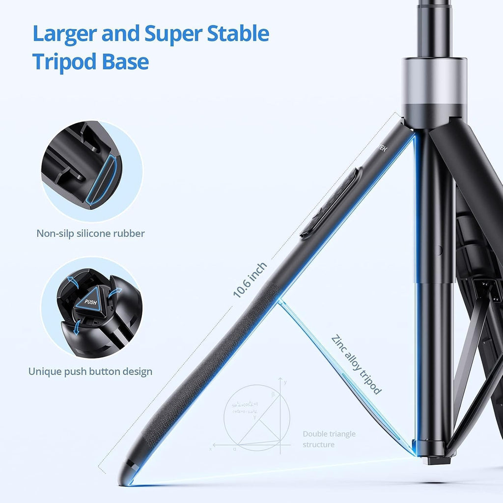 ATUMTEK Trípode para selfie stick de 60 pulgadas, todo en uno, extensible con control remoto Bluetooth, rotación de 360° para iPhone y Android, grabación de video, vlogging, transmisión en vivo, color negro