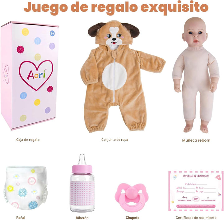Aori Muñecas de bebé realistas, juego de muñecas realistas de 17 pu...