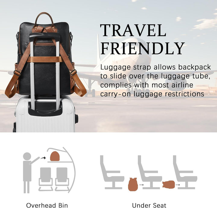 Shrrie - Mochila de cuero vegano para laptop para mujer de 14 pulga...