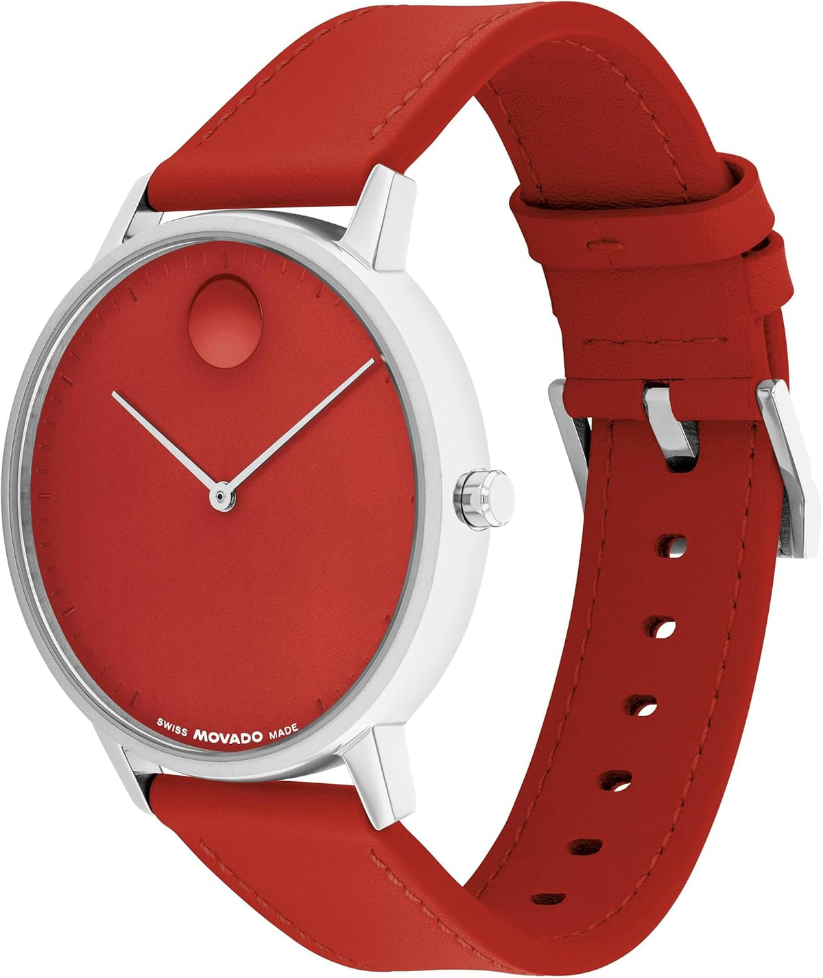 Movado Cara Reloj - Cuarzo suizo, correa de cuero - Clásico, pieza de moda de lujo atemporal para él o ella - 41mm