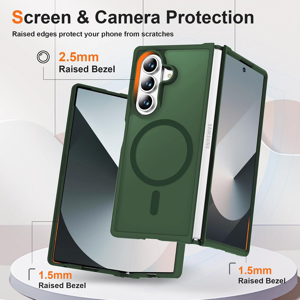 ORETECH Magnético para Samsung Galaxy Z Fold 7 Funda, Protector Translúcido Antideslizante PC Rígido Amortiguador para Samsung Z Fold 7 - Verde