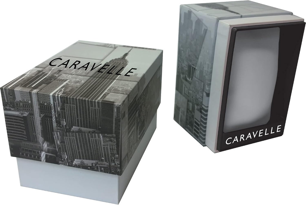 Caravelle by Bulova Reloj clásico de cuarzo de cristal para mujer de tres manecillas, marcadores de números romanos, caja rectangular, cristal mineral curvo