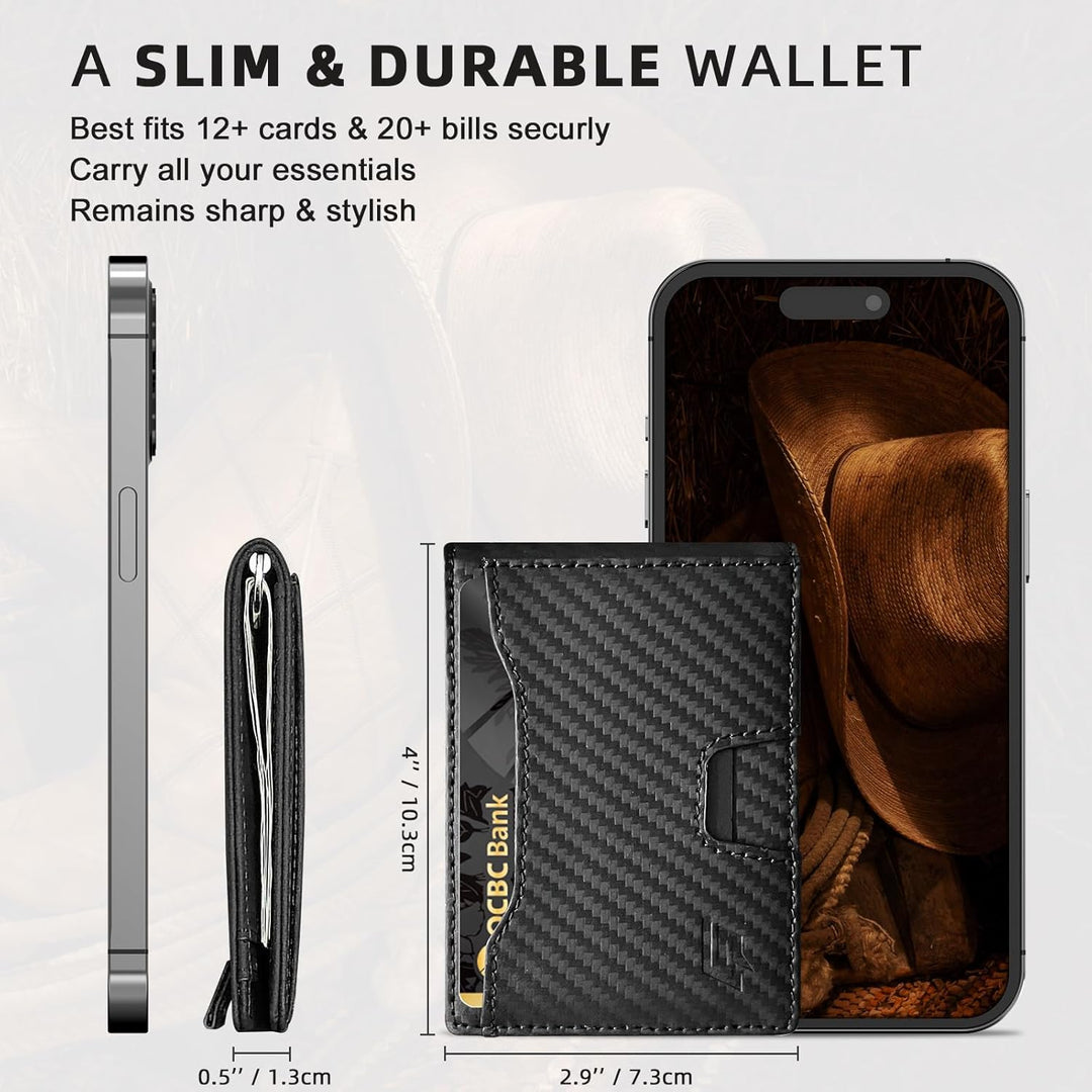ECOZATU Cartera Minimalista Delgada para Hombres - Cartera con Clip...