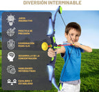 Kmuxilal Set de Arco y Flecha para Niños 2 Pack con Luces LED, 14 Flechas con Ventosa y Diana de Pie Fluorescente - Juego de Tiro con Arco Perfecto para Interior y Exterior, Juguete Regalo para Niños de 4 5 6 7 8-12 Años