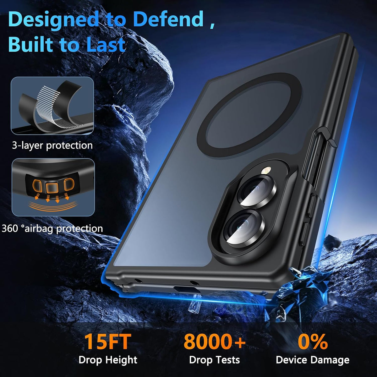 Funda magnética para Z Fold 8, funda para Samsung Galaxy Z Fold 8 [compatible con MagSafe] translúcida mate de grado militar, resistente protección a prueba de golpes, funda rígida para