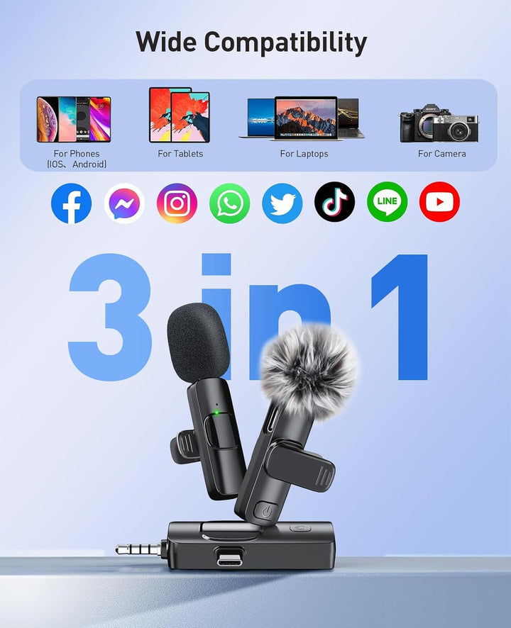 MENERESAS Mini micrófono 3 en 1 para iPhone: Micrófono Lavalier ina...