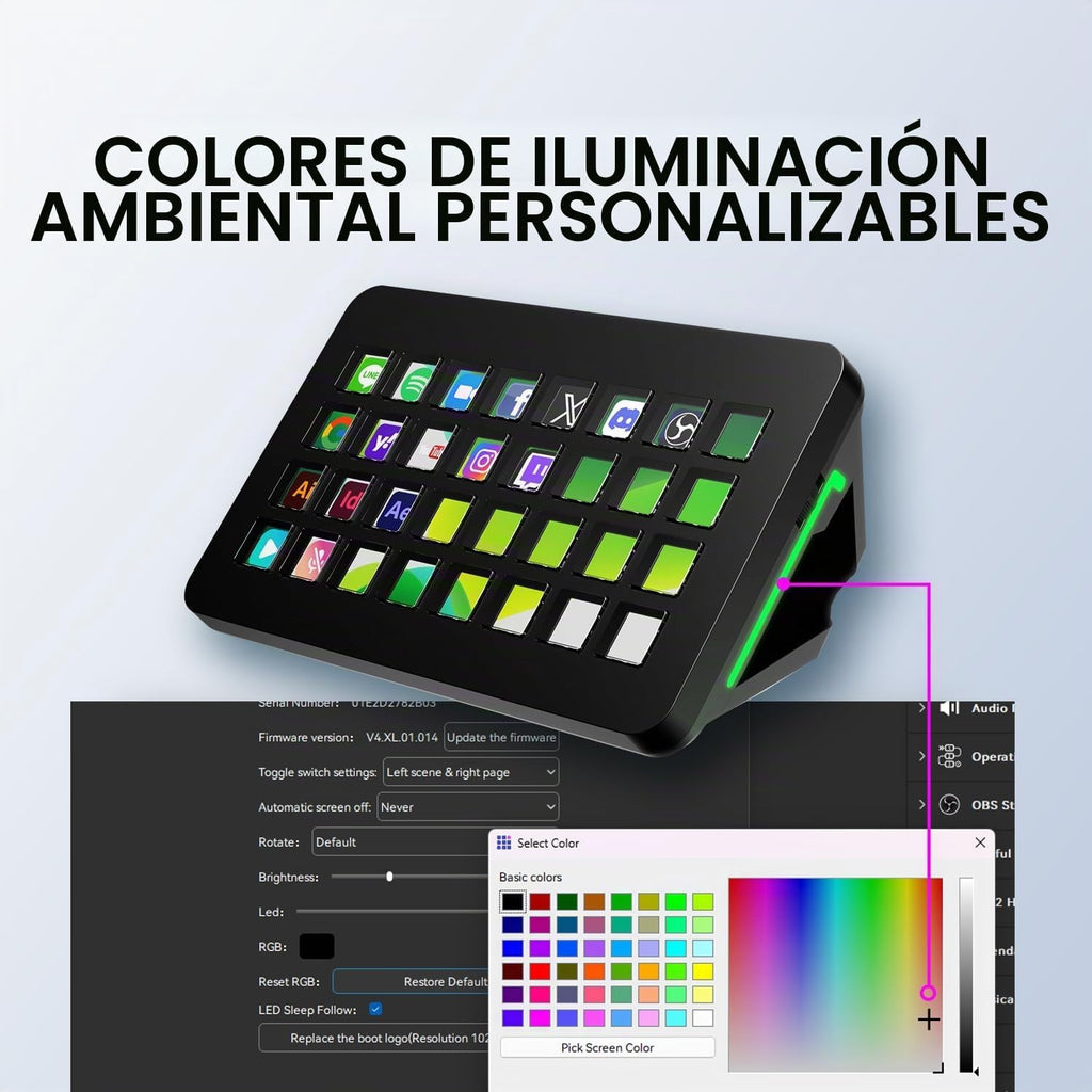 /VSDinside XL Streaming Deck y teclado macro - 32 teclas personalizables con ruedas de desplazamiento + luz RGB, teclado de acceso directo programable para jugadores creadores trabajan en OBS