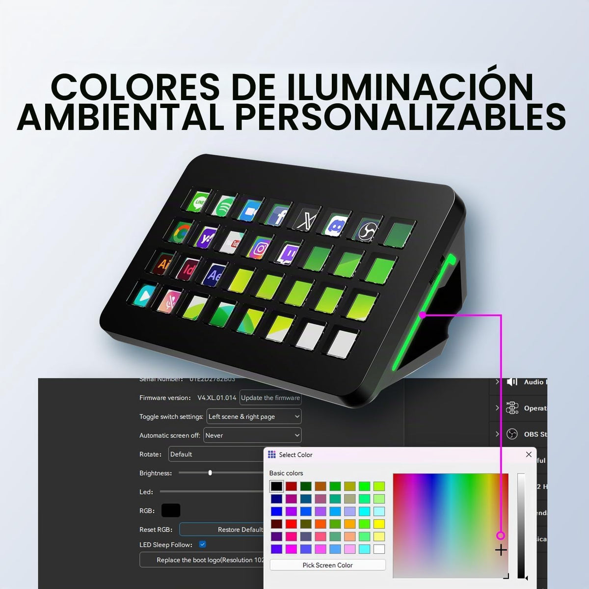 /VSDinside XL Streaming Deck y teclado macro - 32 teclas personalizables con ruedas de desplazamiento + luz RGB, teclado de acceso directo programable para jugadores creadores trabajan en OBS
