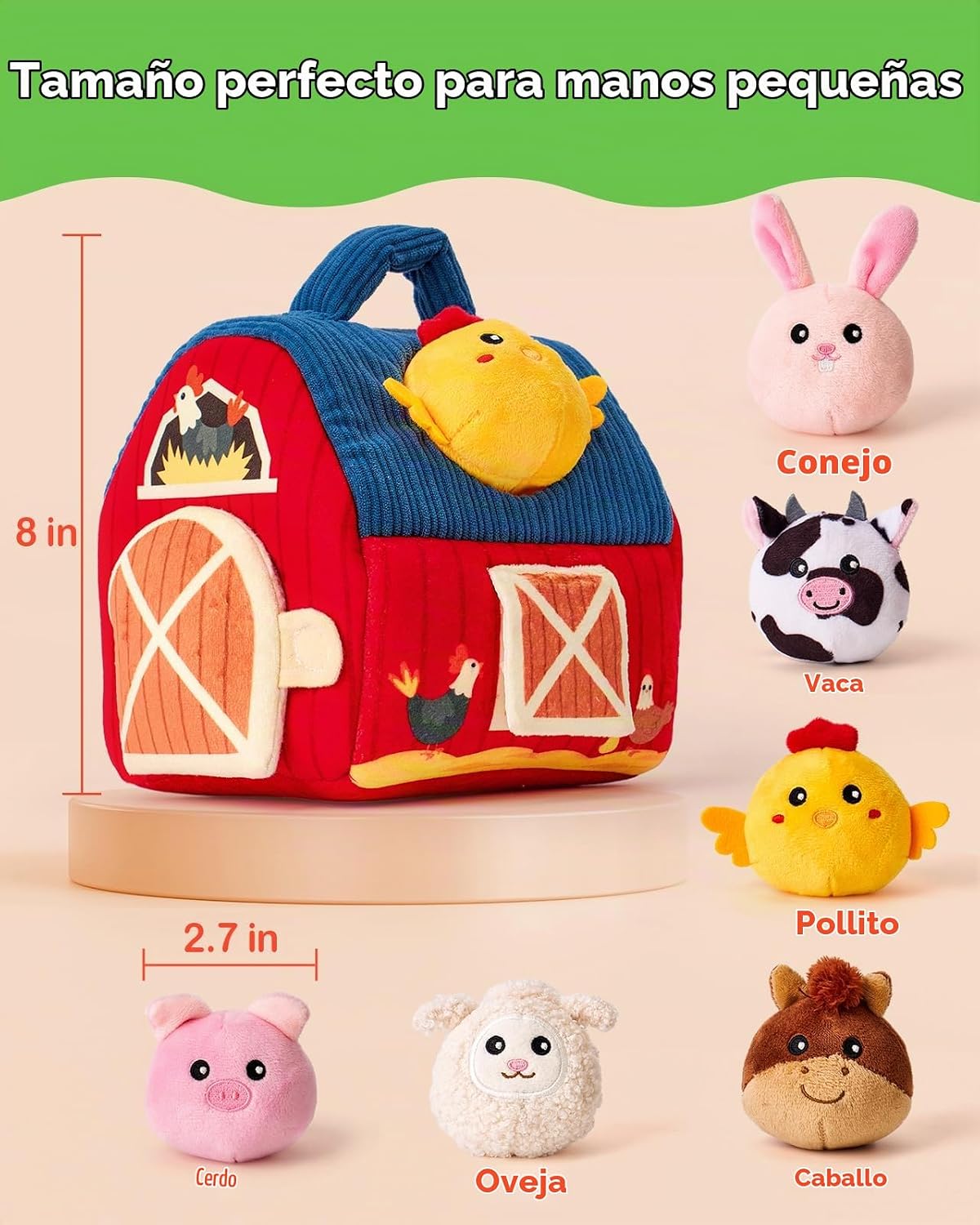 hahaland Juguetes para bebé 6-12 meses - Animales de granja de peluche sorpresa