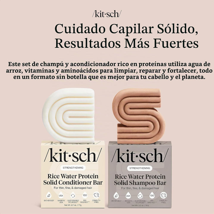 Kitsch Champú y acondicionador sólido de agua de arroz para el crec...