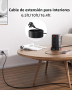 SMALLRT - Cable de extensión de 10 pies con 12 tomas de corriente alterna múltiples, 4 USB (1 USB C), estación de carga de escritorio SMALLRT para hogar, oficina, universidad, dormitorio esencial