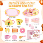 Juego de té de madera para fiestas de té para 3-5 niñas 4-6 6-8