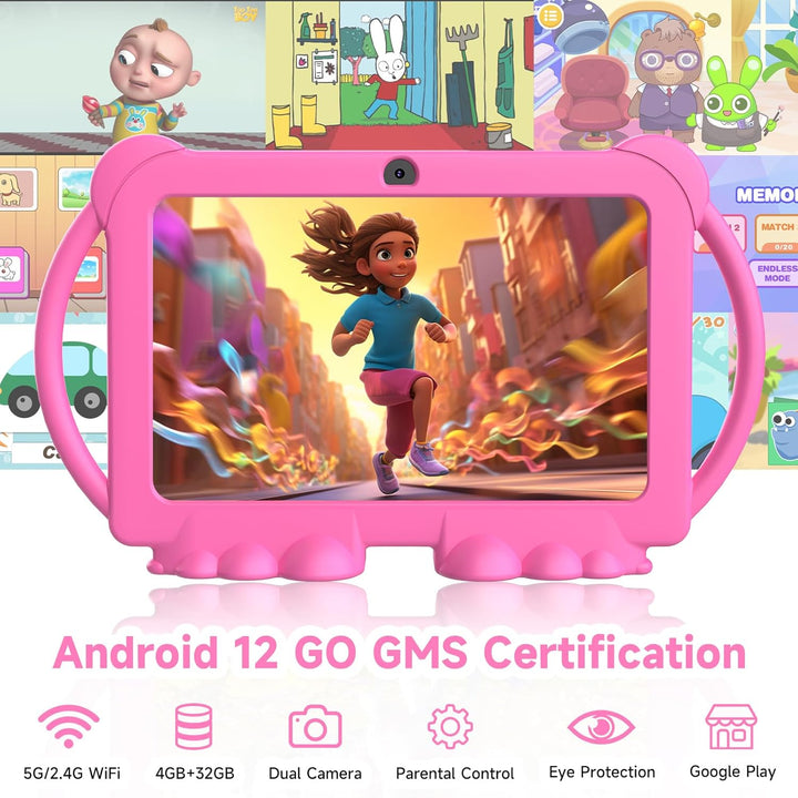 RUIQIAI Tablet 2025 para niños, tablet Android 12 para niños de 7 p...