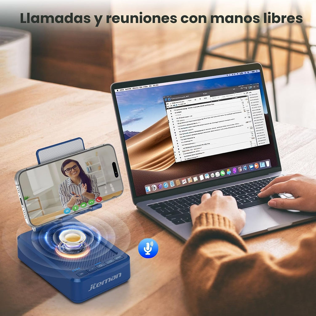 JTEMAN Soporte para teléfono celular con altavoz Bluetooth y función de