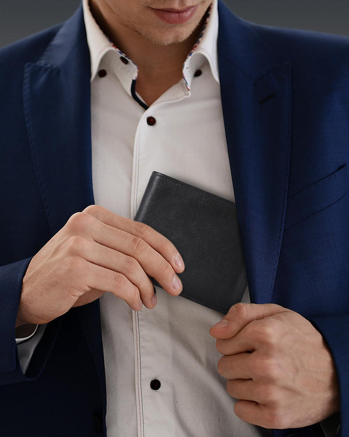 Swallowmall Cartera de cuero con bloqueo RFID para hombre, cartera...