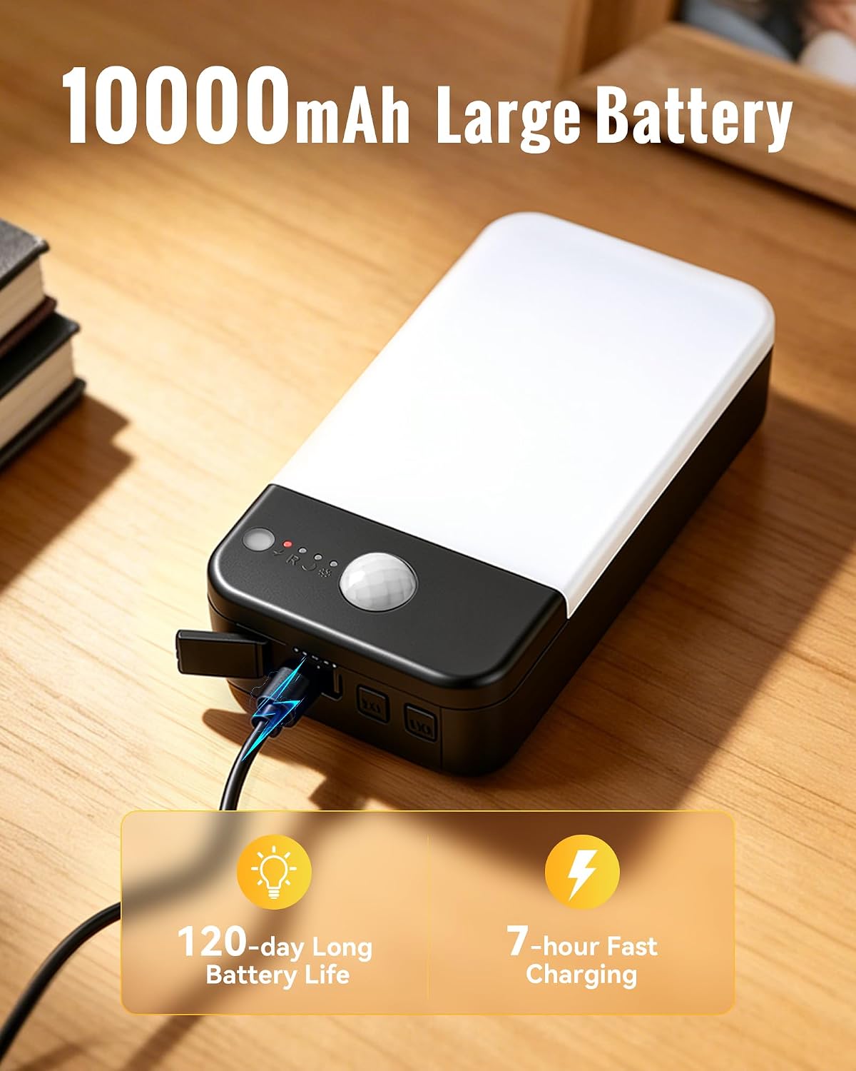 Luz exterior con sensor de movimiento de batería recargable