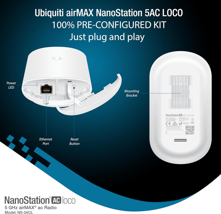 Puente inalámbrico Ubiquiti LOCO5AC PRE-CONFIGURADO