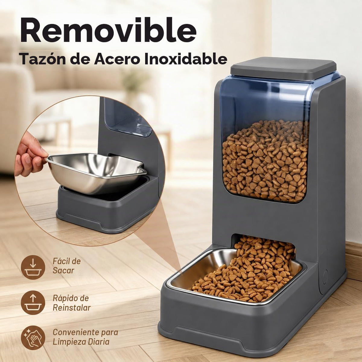 Juego de alimentador automático para gatos y dispensador de agua con cuencos de acero inoxidable, comida por gravedad para perros y bebederos de gran capacidad para cachorros pequeños y medianos