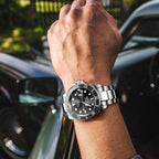 ROCOSJEWE Reloj mecánico automático para hombre, esfera negra, bisel de cerámica, impermeable, pantalla de calendario luminoso, correa ajustable de acero inoxidable, regalos R0158black
