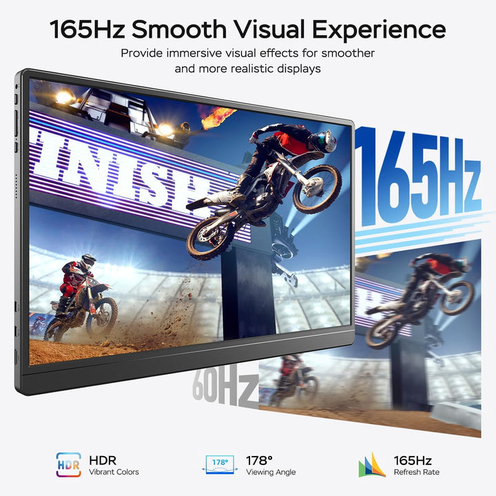 MNN 17.3" QHD 165Hz USB-C HDMI Monitor para juegos | 17.3"...