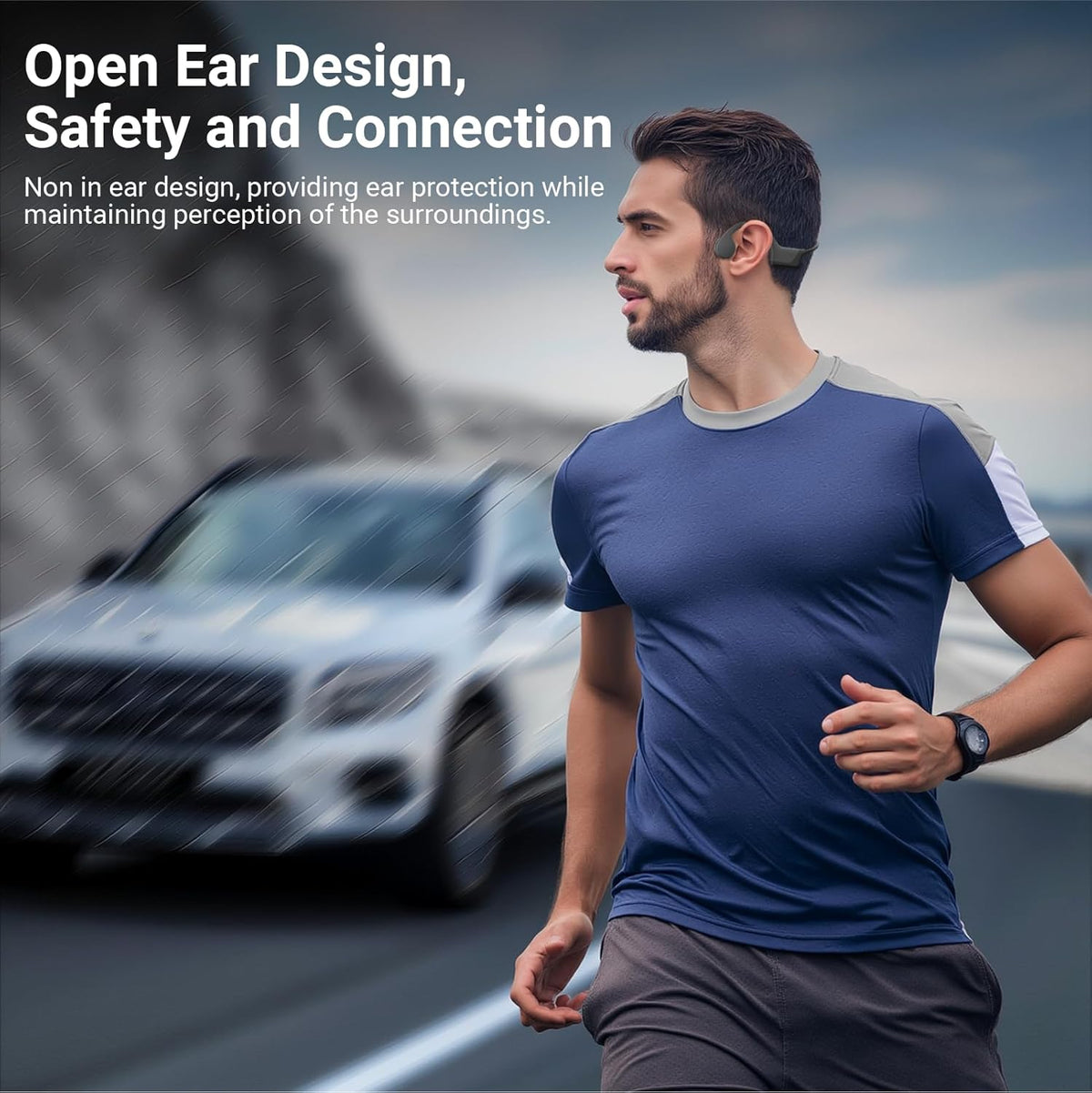 Auriculares de conducción ósea, oreja abierta, Bluetooth 5.4, IPX5 impermeable, batería de 10 horas, auriculares deportivos inalámbricos ligeros, auriculares a prueba de sudor para correr