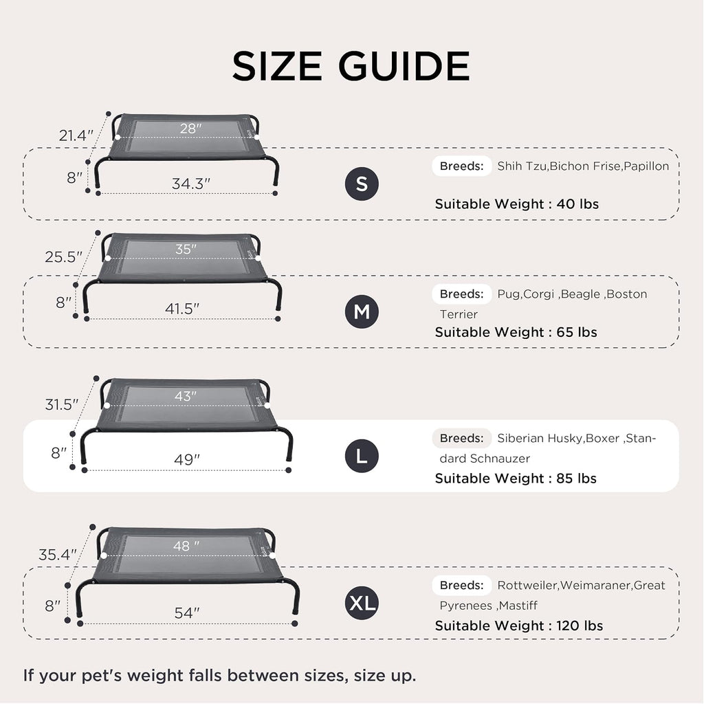 Bedsure Cama para perros de enfriamiento elevada para exteriores