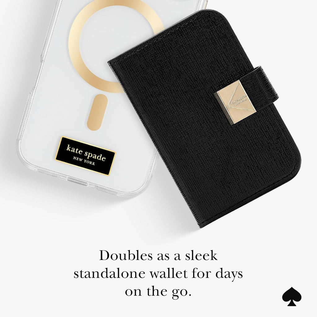 kate spade new york Deco - Tarjetero magnético, color negro