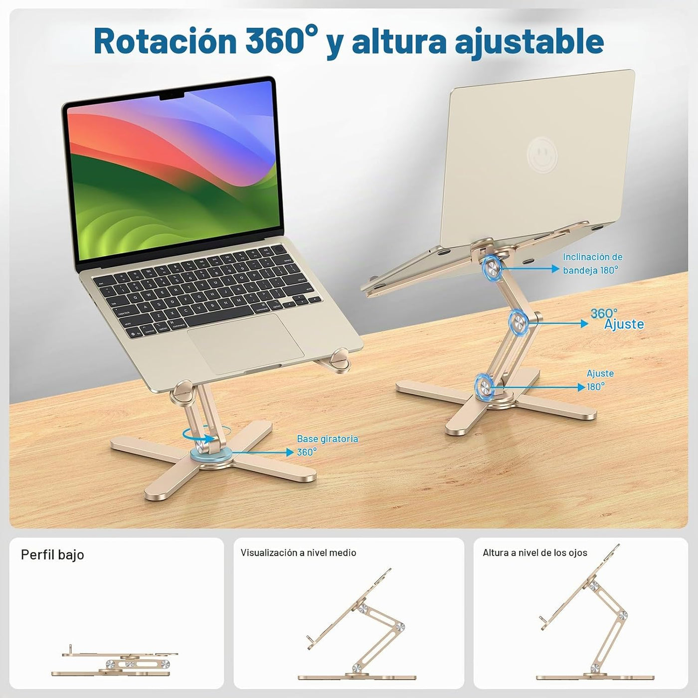 OMOTON LA10 - Soporte giratorio de 360° para computadora portátil,...