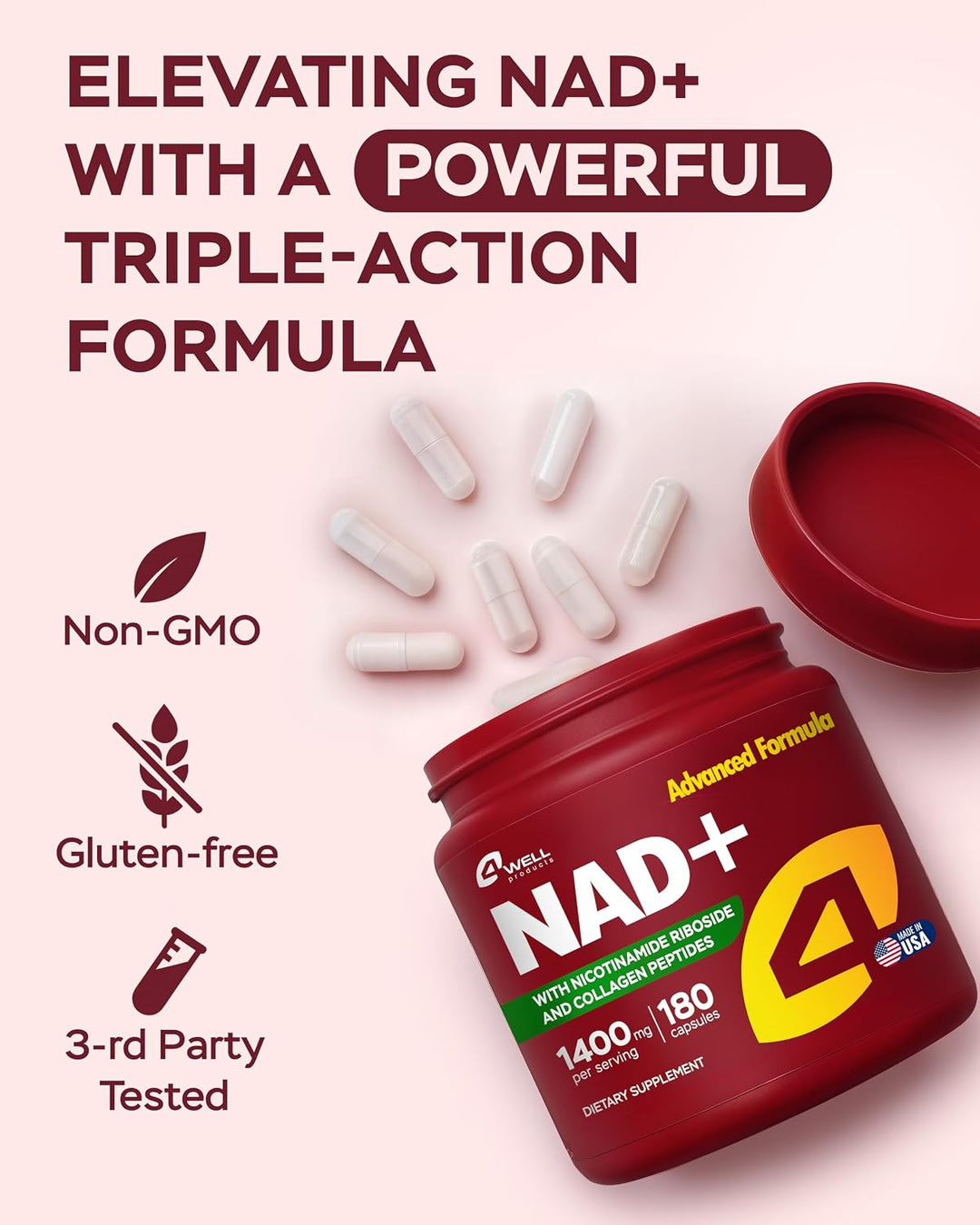 Alternativa de Suplemento NMNH \u2013 Suplemento NAD de 1400 mg Apo...