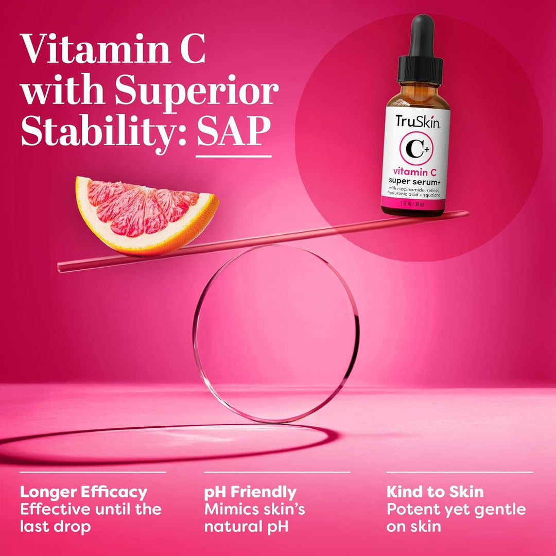 TruSkin Vitamin C-Plus Super Serum - Suero facial antiarrugas antie...