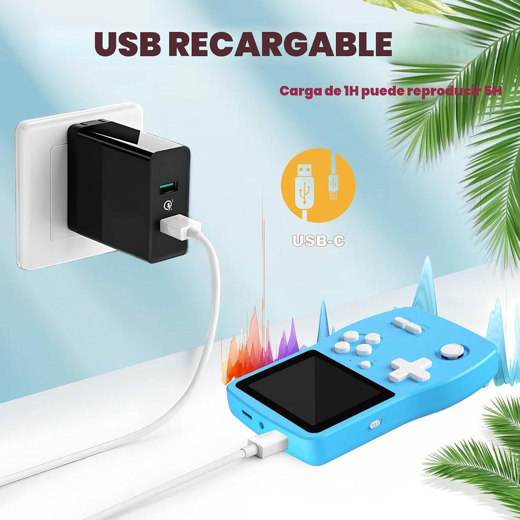 Juegos de mano de 32 bits para niños precargados 139 videojuegos, reproductor de videojuegos portátil con pantalla IPS de 3.0 pulgadas y batería recargable, mini juegos de viaje, regalos electrónicos