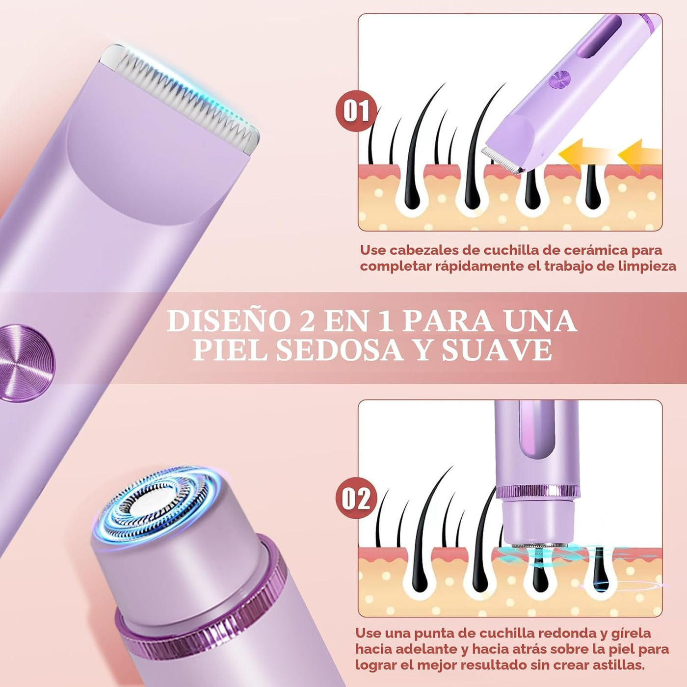 Recortadora de Bikini para Mujeres 2en1 Depiladoras de Alta Potenci...