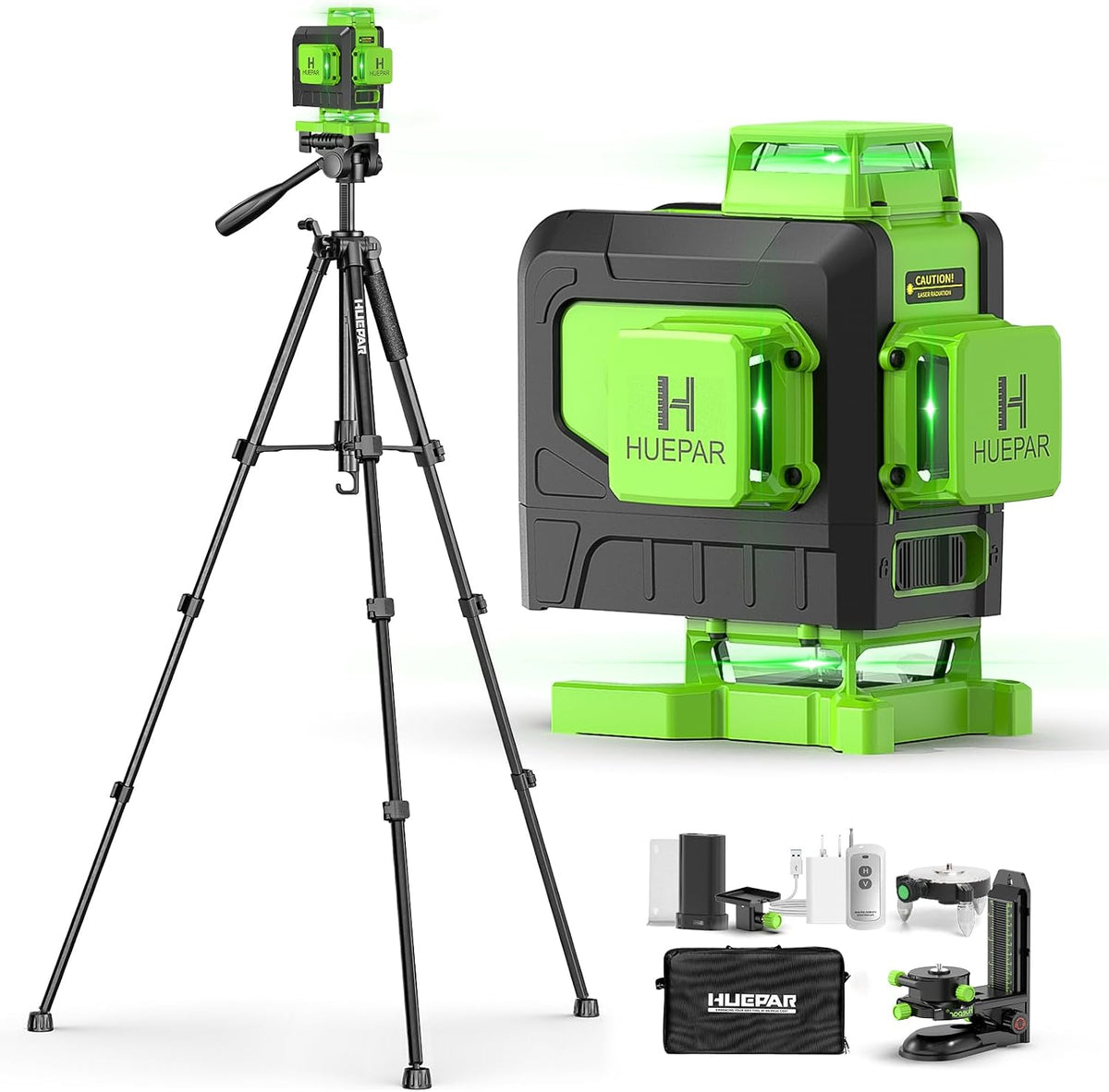Huepar Nivel láser autonivelante con trípode de 60 pulgadas de alto, 4x360