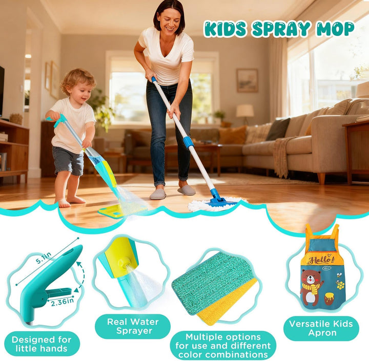Trapeador con atomizador para niños, juegos de limpieza para niños...
