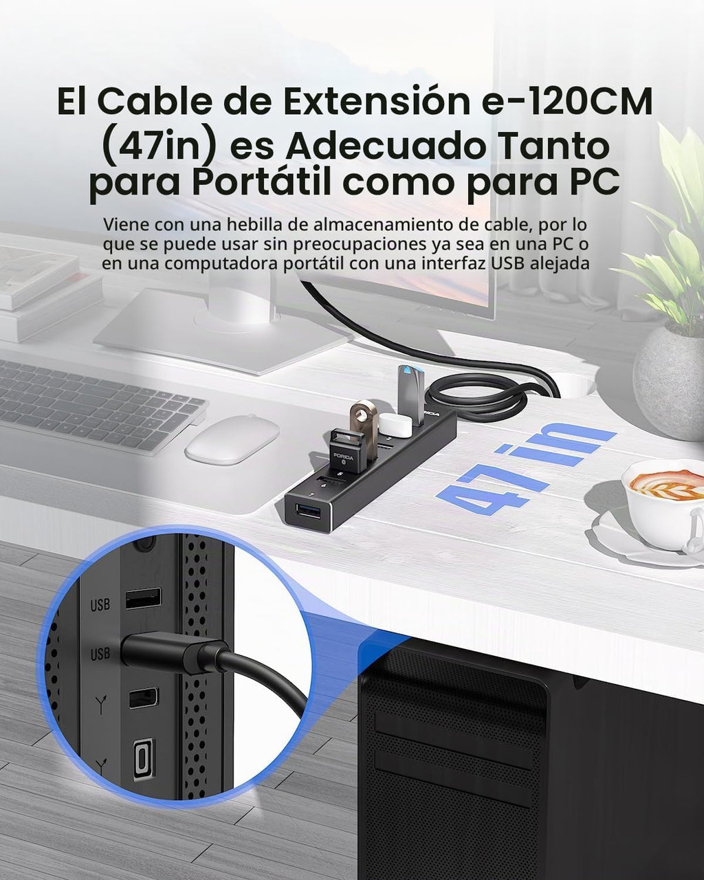 FORIDA, hub USB 3.0 alimentado, adaptador 5V/3A