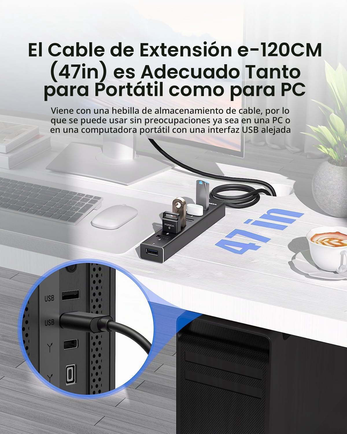 FORIDA, hub USB 3.0 alimentado, adaptador 5V/3A