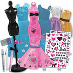 Tara Toys Barbie Sé una verdadera diseñadora de modas Set clásico de kit de ropa de muñeca DIY para niñas con tela, cintas, pegatinas y libro de bocetos Juguetes de moda creativa para niñas de 6 años