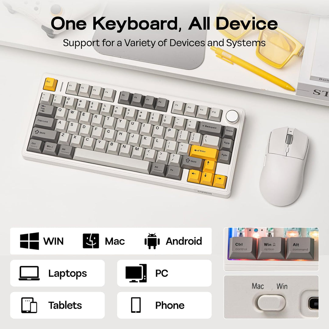 EPOMAKER TH80 V2 Teclado mecánico inalámbrico 75% con perilla de me...