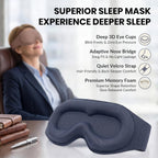 Máscara de dormir ultra opaca para mujer, máscara de ojos 3D con copas espaciosas para presión ocular cero, extensiones de pestañas y apta para el cabello, cubierta suave y cómoda para