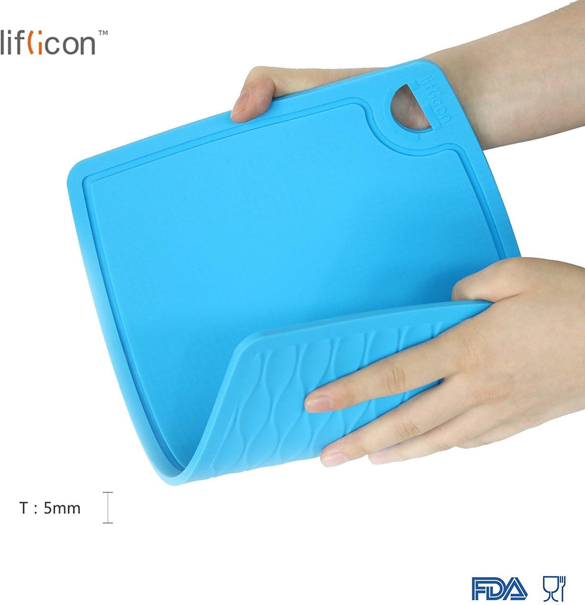 Juego de 2 tablas de cortar de silicona gruesa para cocina, juego de 2 tablas de cortar extra grandes de 14.6 x 10.43 pulgadas, mini ranura antideslizante de goteo profundo de 9.1 x 7.1