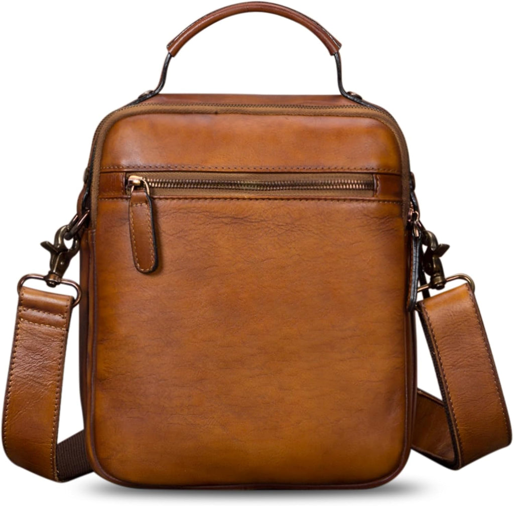 IVTG Bolso de mensajero de cuero genuino para hombre, bolso bandolera bandolera para trabajo, negocios