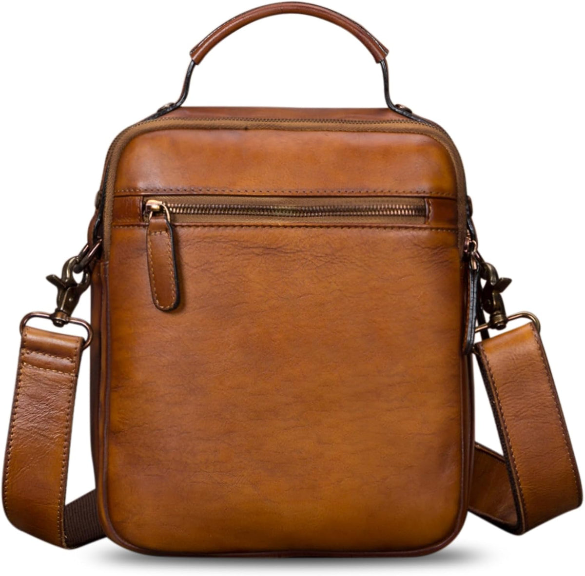 IVTG Bolso de mensajero de cuero genuino para hombre, bolso bandolera bandolera para trabajo, negocios
